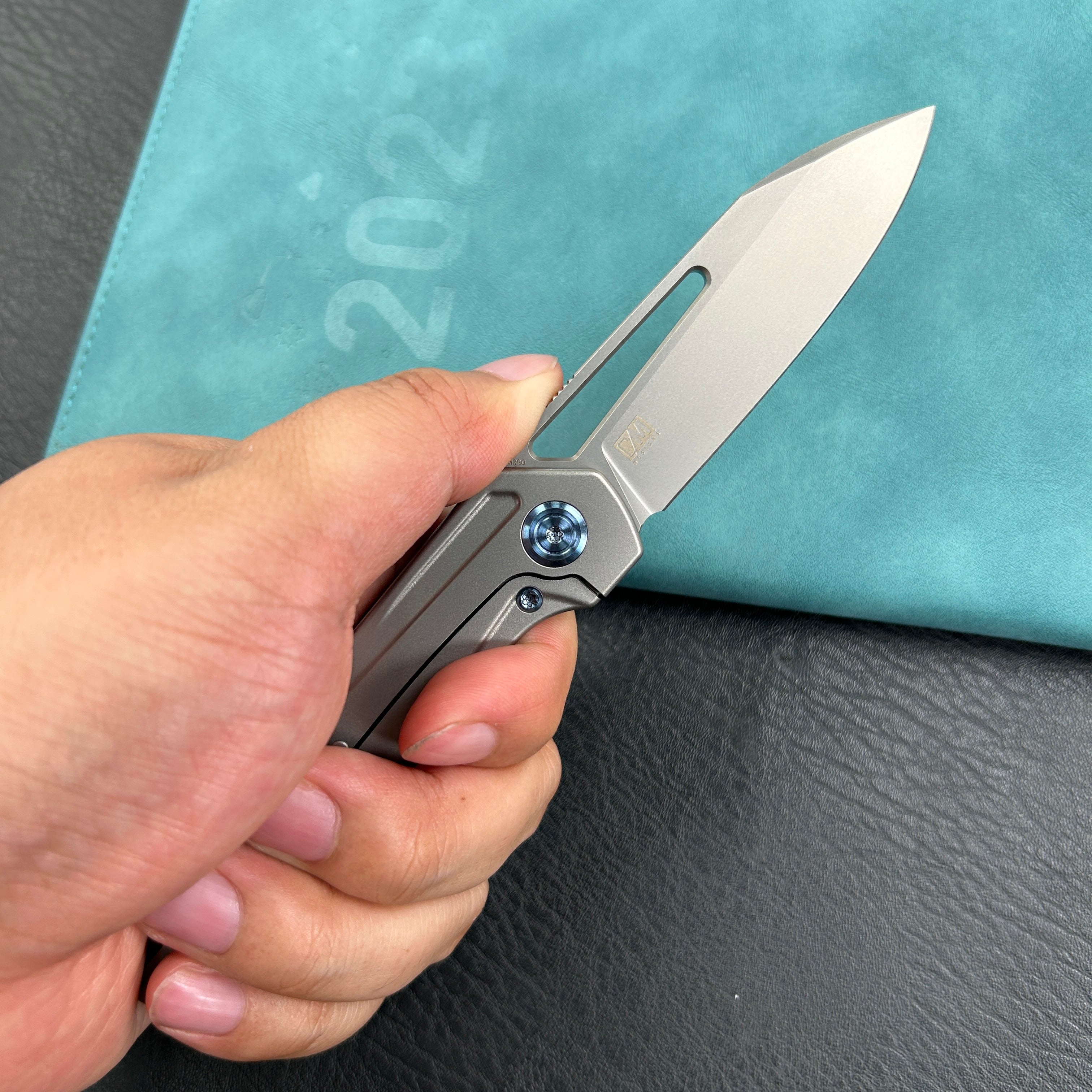 KUBEY KB321I  Royal Frame Lock EDC Pocket Knife  6AL4V Titanium Handle 2.99" Sandblast Bohler M390