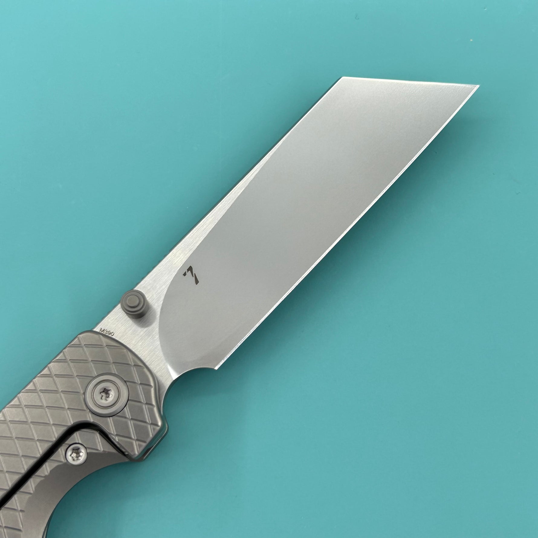 KB KNIVES KB445A Get Some Frame Lock Folding Knife Sandblast Titanium Handle 3.35" Satin & Silver Bead Blast M390 Blade