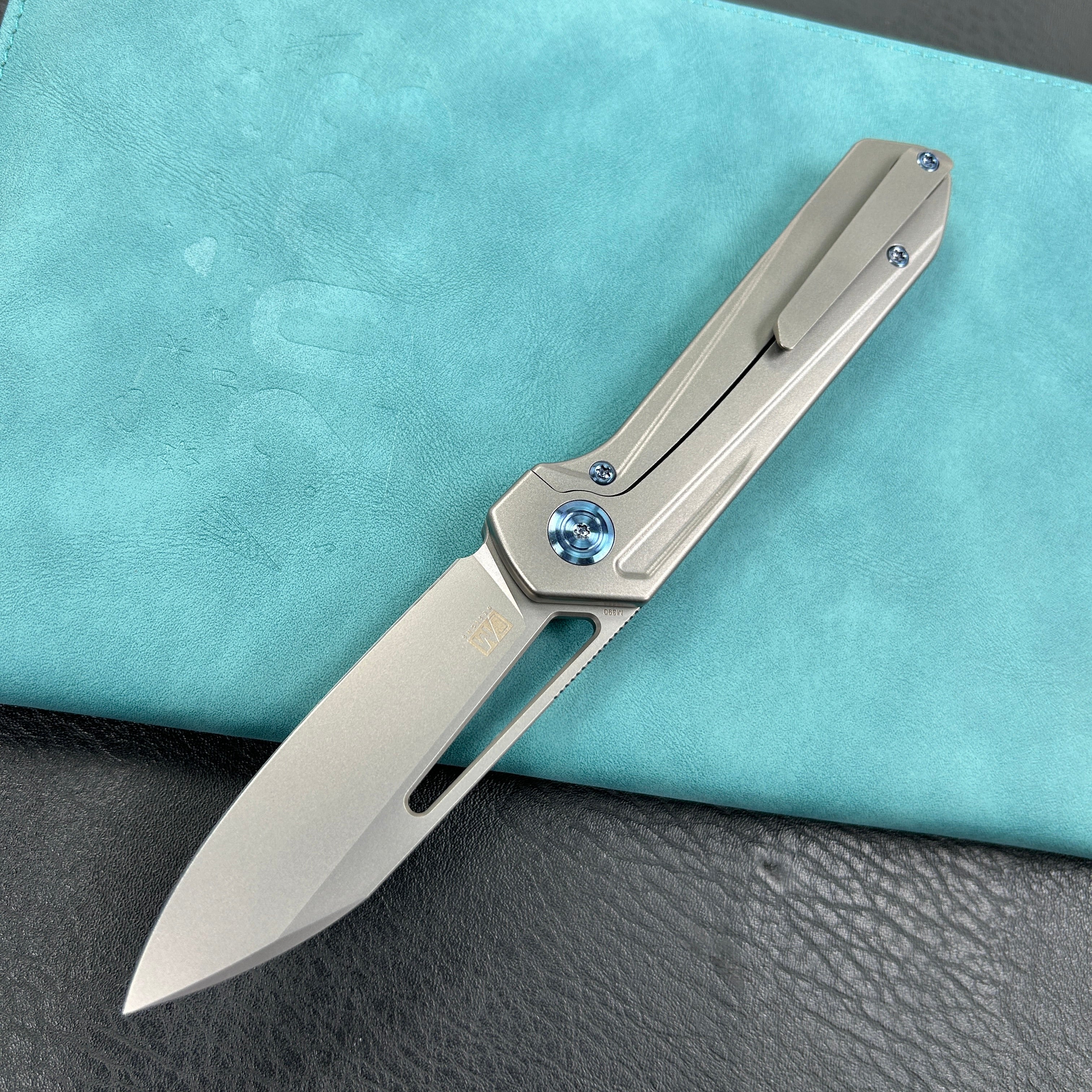 KUBEY KB321I  Royal Frame Lock EDC Pocket Knife  6AL4V Titanium Handle 2.99" Sandblast Bohler M390