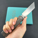 KB KNIVES KB445A Get Some Frame Lock Folding Knife Sandblast Titanium Handle 3.35" Satin & Silver Bead Blast M390 Blade