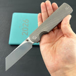 KB KNIVES KB445A Get Some Frame Lock Folding Knife Sandblast Titanium Handle 3.35" Satin & Silver Bead Blast M390 Blade