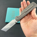KB KNIVES KB445A Get Some Frame Lock Folding Knife Sandblast Titanium Handle 3.35" Satin & Silver Bead Blast M390 Blade