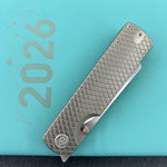 KB KNIVES KB445A Get Some Frame Lock Folding Knife Sandblast Titanium Handle 3.35" Satin & Silver Bead Blast M390 Blade