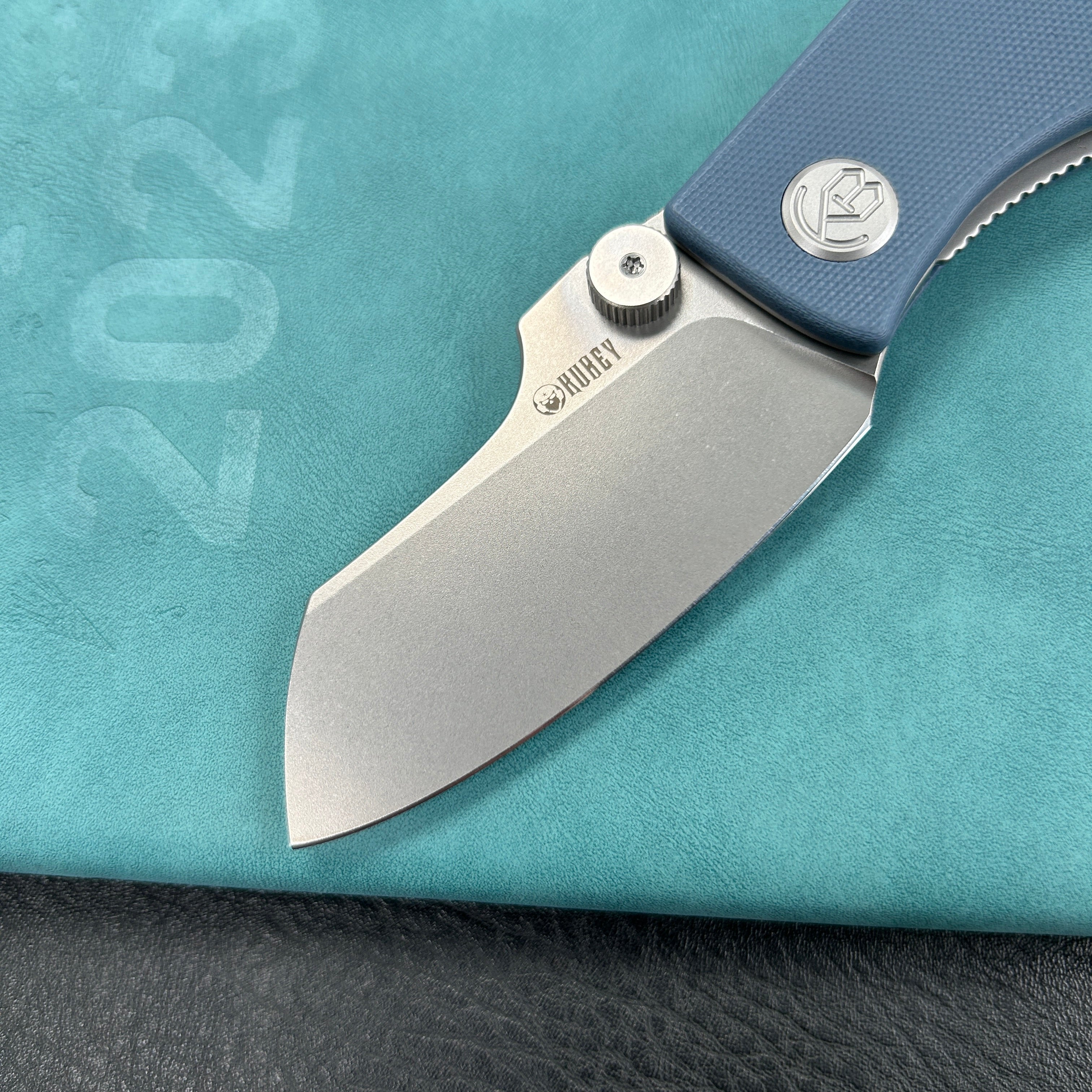 KUBEY KU337M  Monsterdog Liner Lock Folding Knife  Blue  G10 Handle 2.95" Bead Blasted 14C28N