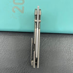 KB KNIVES KB445A Get Some Frame Lock Folding Knife Sandblast Titanium Handle 3.35" Satin & Silver Bead Blast M390 Blade