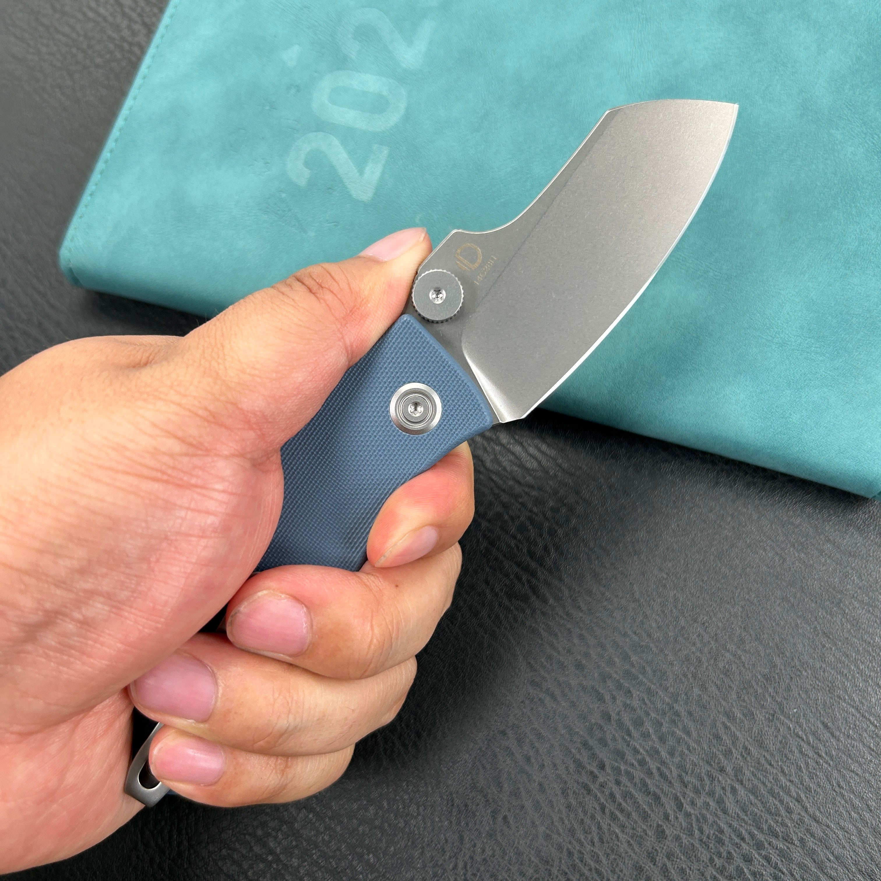 KUBEY KU337M  Monsterdog Liner Lock Folding Knife  Blue  G10 Handle 2.95" Bead Blasted 14C28N