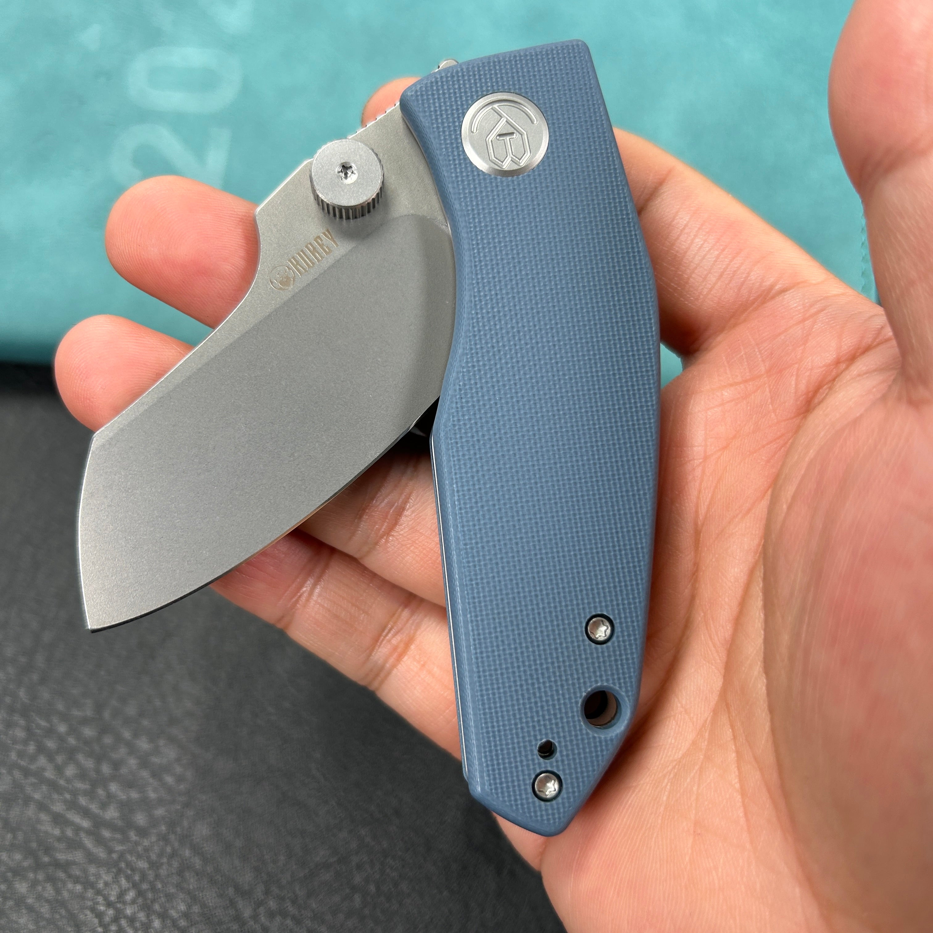 KUBEY KU337M  Monsterdog Liner Lock Folding Knife  Blue  G10 Handle 2.95" Bead Blasted 14C28N