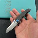 KB Knives KB390  Steeltle Folding Knife Tiger Stripe Pattern Flamed Titanium Handle 2.36" Stonewash M390 Blade