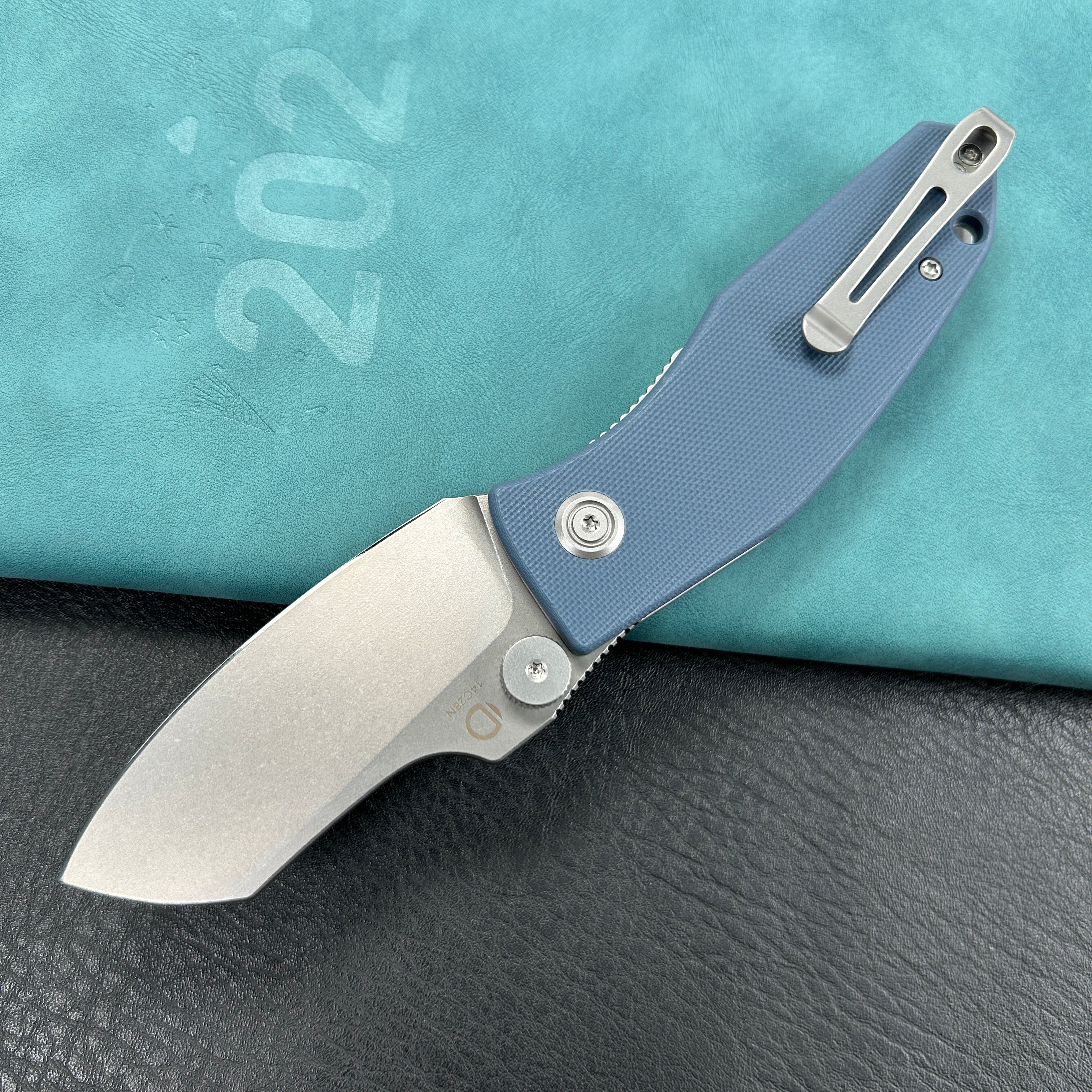 KUBEY KU337M  Monsterdog Liner Lock Folding Knife  Blue  G10 Handle 2.95" Bead Blasted 14C28N