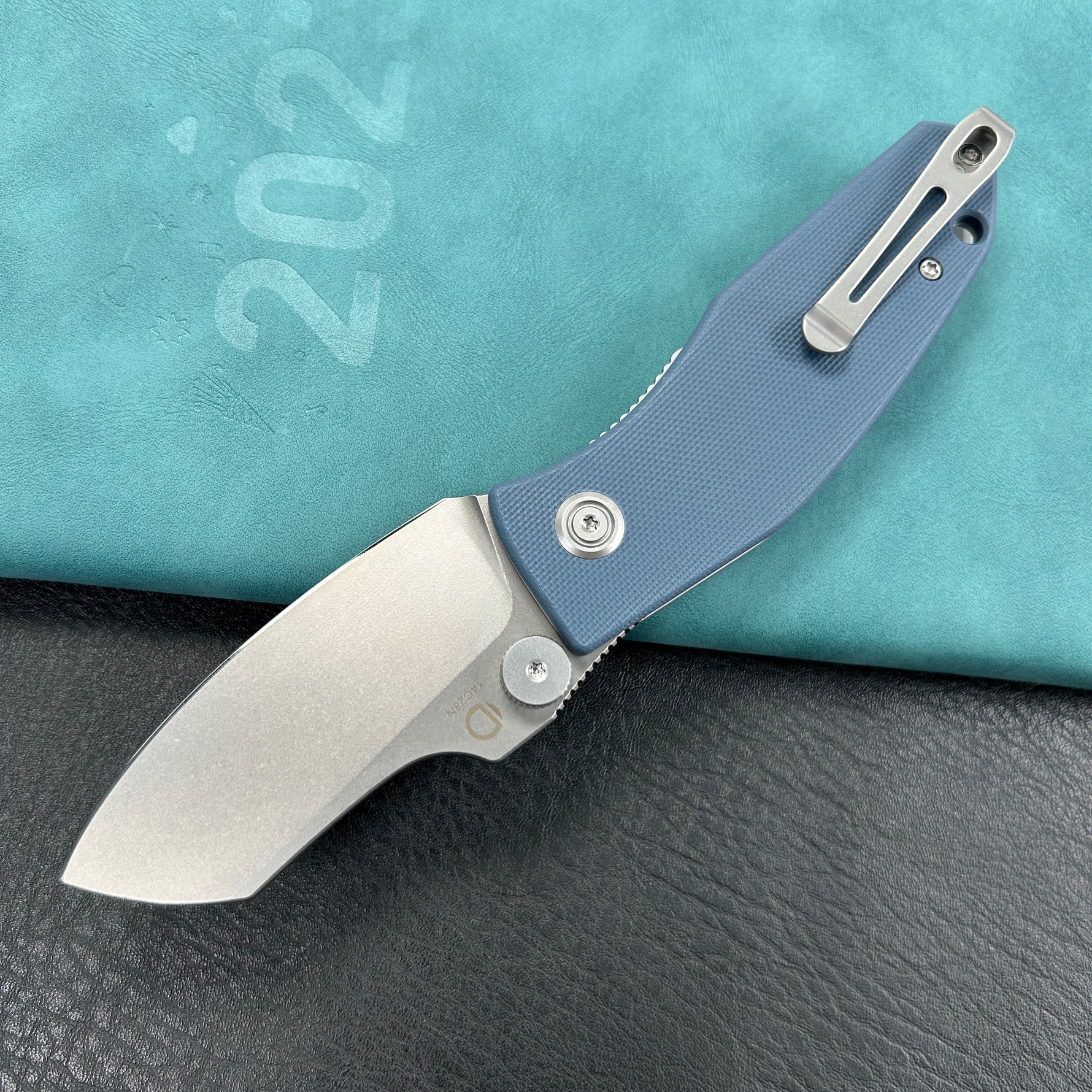KUBEY KU337M  Monsterdog Liner Lock Folding Knife  Blue  G10 Handle 2.95" Bead Blasted 14C28N