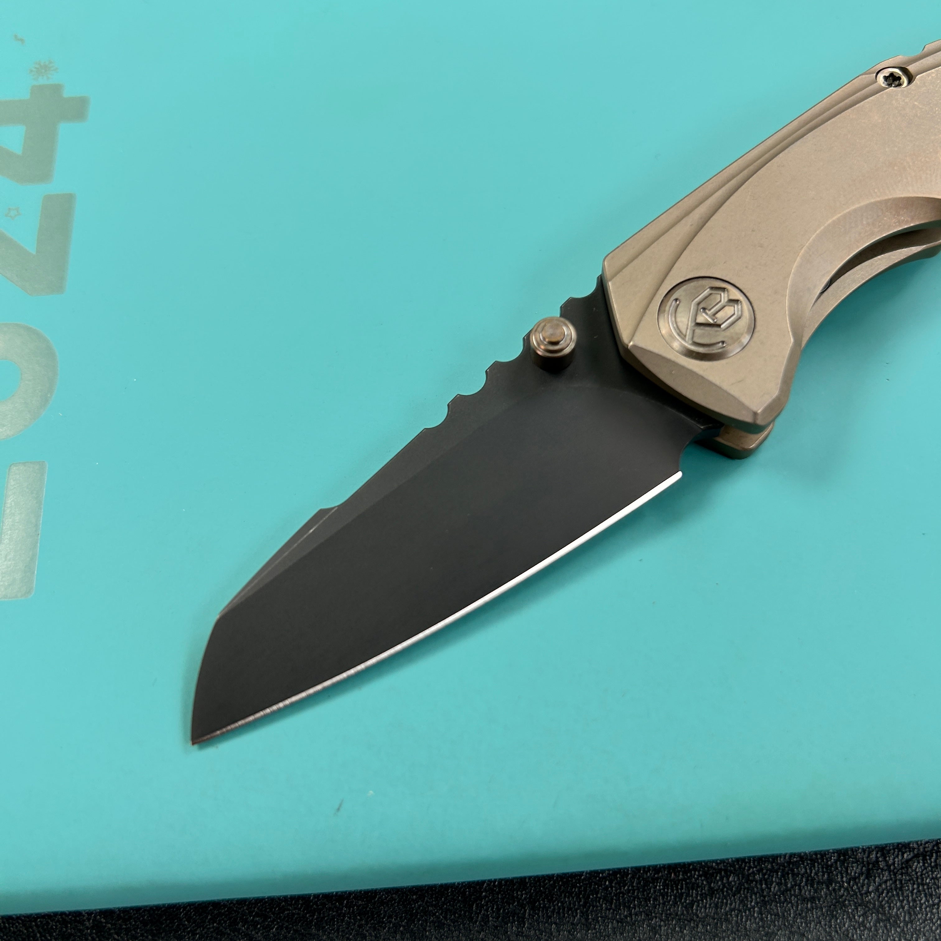 KB Knives KB390D Steeltle Folding Knife Bronze Titanium Handle 2.36" Blackwash M390 Blade