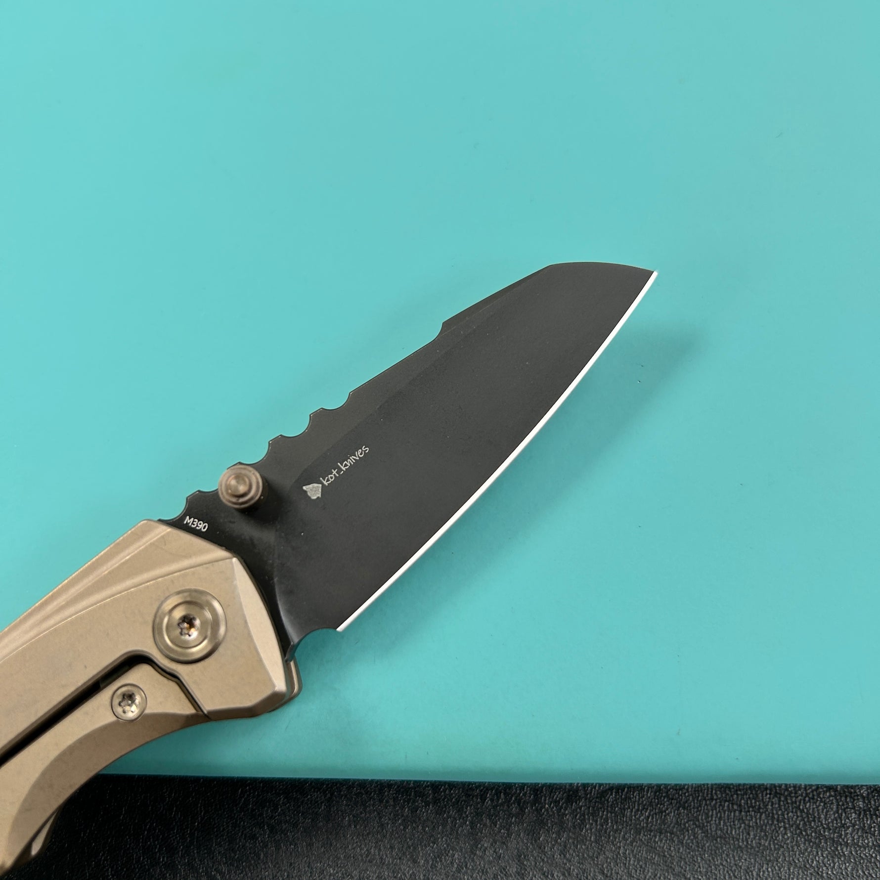 KB KNIVES  KB390D Steeltle Folding Knife Bronze Titanium Handle 2.36" Blackwash M390 Blade