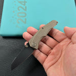 KB KNIVES  KB390D Steeltle Folding Knife Bronze Titanium Handle 2.36" Blackwash M390 Blade