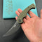 KUBEY KU173  Scimitar Liner Lock Folding Knife Green G10  Handle 3.46" Blackwash 14C28N