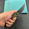 KUBEY KU173  Scimitar Liner Lock Folding Knife Green G10  Handle 3.46" Blackwash 14C28N