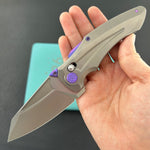 KB KNIVES KB400F Sumo Crossbarlock Folding Knife Gray Titanium Handle 3.15" Stonewash M390 Blade