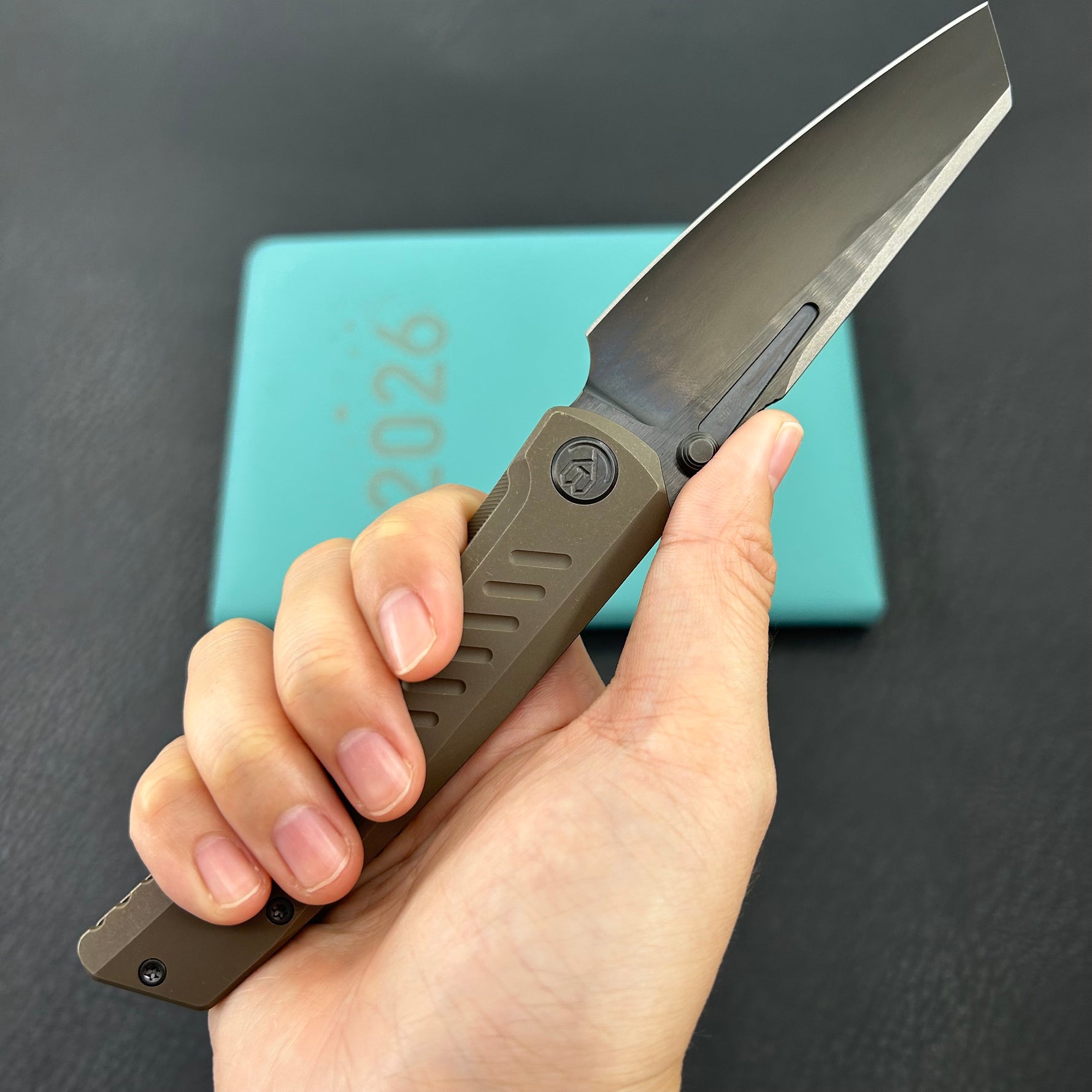 KB KNIVES KB441C Insomnia Frame Locking Folding Knife bronze  Titanium Handle 3.46" DLC Satin M390 Blade