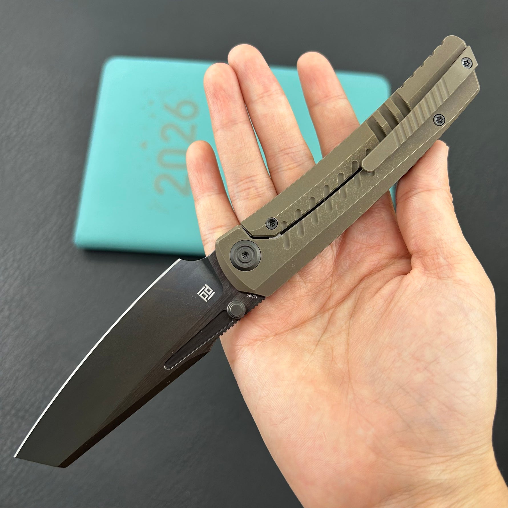 KB KNIVES KB441C Insomnia Frame Locking Folding Knife bronze  Titanium Handle 3.46" DLC Satin M390 Blade