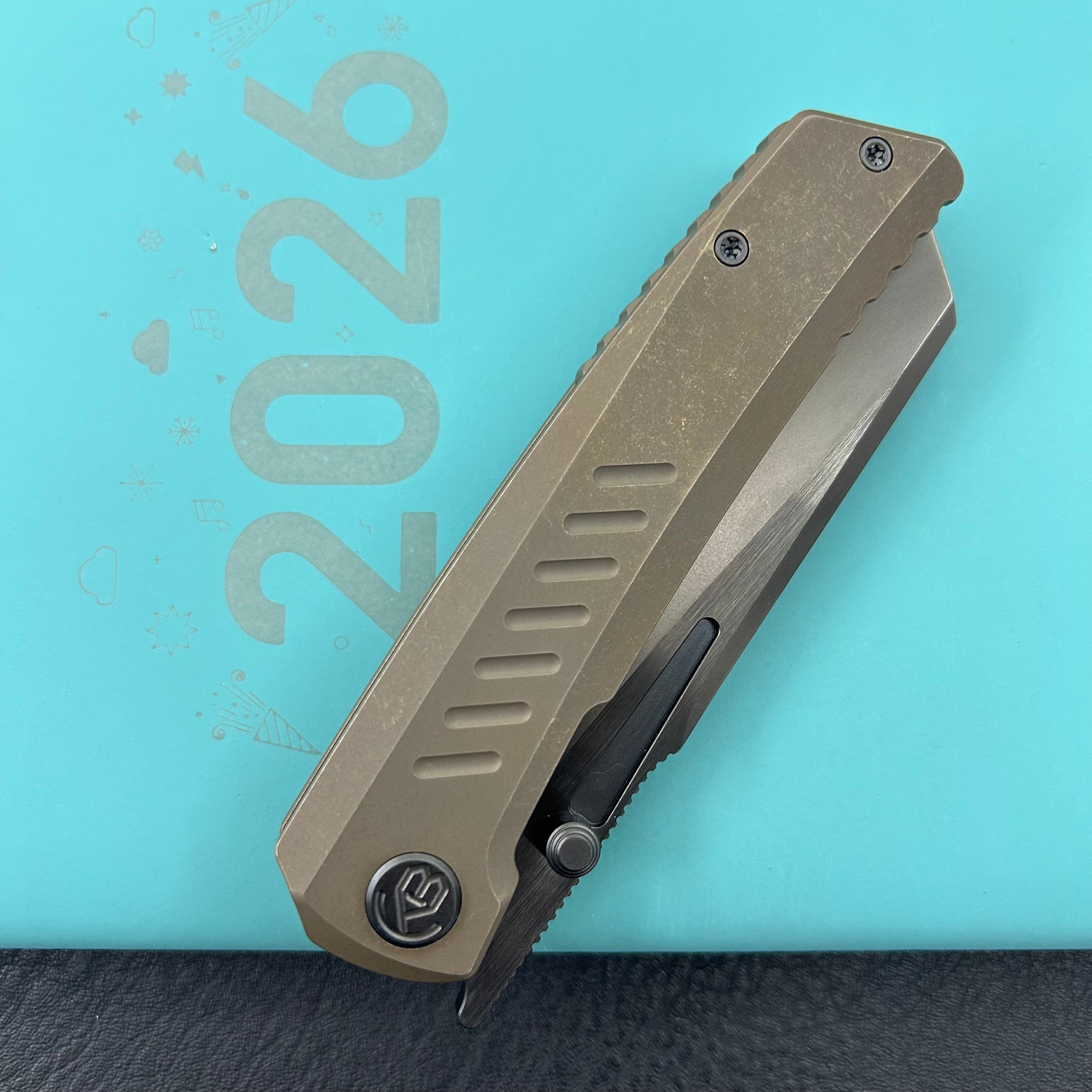 KB KNIVES KB441C Insomnia Frame Locking Folding Knife bronze  Titanium Handle 3.46" DLC Satin M390 Blade