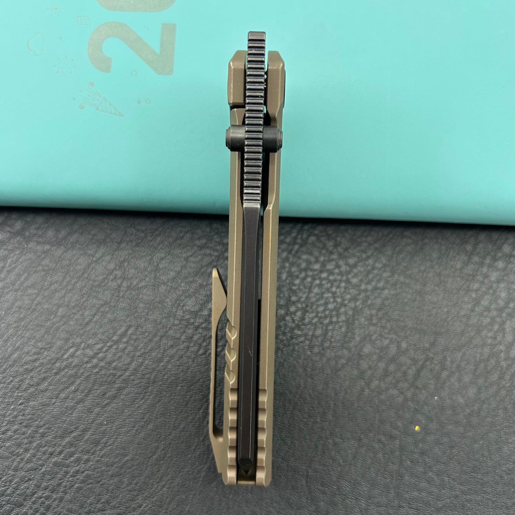 KB KNIVES KB441C Insomnia Frame Locking Folding Knife bronze  Titanium Handle 3.46" DLC Satin M390 Blade