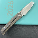KB KNIVES KB441B Insomnia Frame Locking Folding Knife Flamed Titanium Handle 3.46" Silver Bead Blast M390 Blade