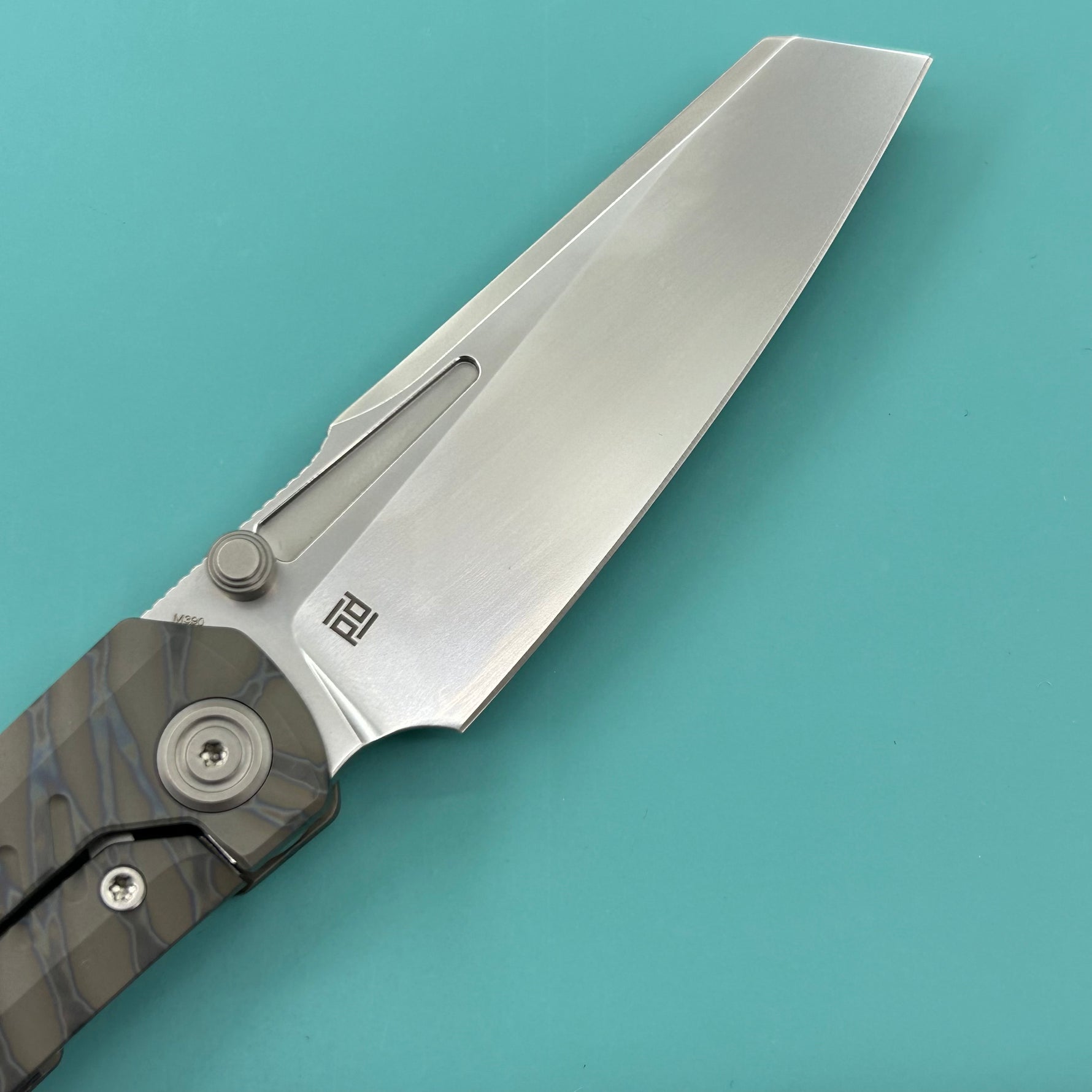 KB KNIVES KB441B Insomnia Frame Locking Folding Knife Flamed Titanium Handle 3.46" Silver Bead Blast M390 Blade