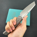 KB KNIVES KB441A Insomnia Frame Locking Folding Knife Gray Sandblast Titanium Handle 3.46" Silver Bead Blast M390 Blade