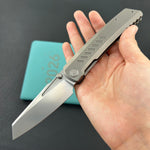 KB KNIVES KB441A Insomnia Frame Locking Folding Knife Gray Sandblast Titanium Handle 3.46" Silver Bead Blast M390 Blade
