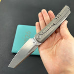 KB KNIVES KB441A Insomnia Frame Locking Folding Knife Gray Sandblast Titanium Handle 3.46" Silver Bead Blast M390 Blade