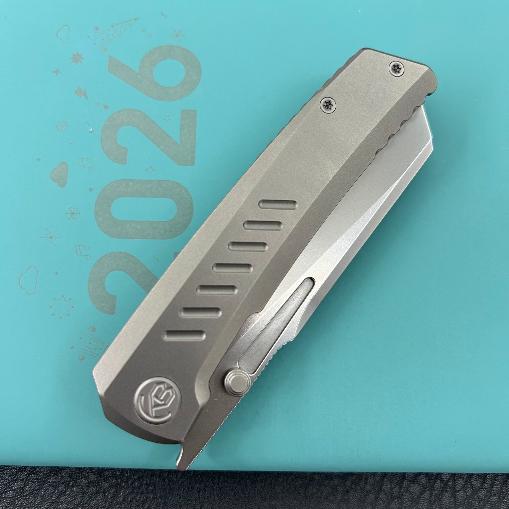 KB KNIVES KB441A Insomnia Frame Locking Folding Knife Gray Sandblast Titanium Handle 3.46" Silver Bead Blast M390 Blade