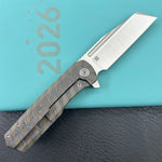 KB KNIVES KB442B Nexus Folding Knife Flame Titanium Handle 3.66'' Belt Satin M390 Blade