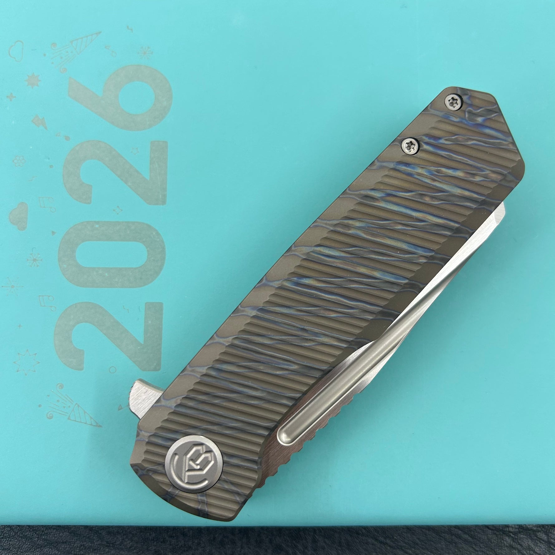 KB KNIVES KB442B Nexus Folding Knife Flame Titanium Handle 3.66'' Belt Satin M390 Blade