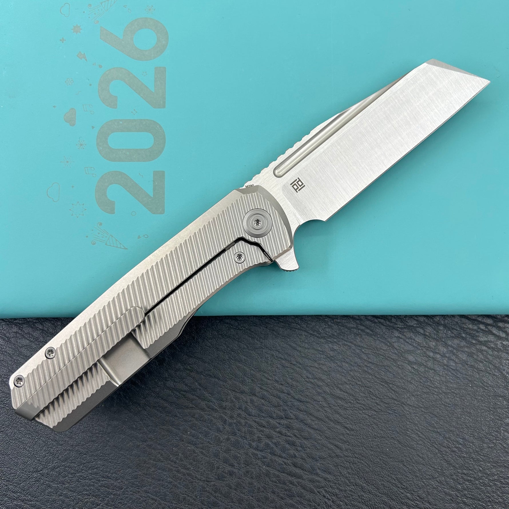 KB KNIVES KB442A Nexus Folding Knife Grey Titanium Handle 3.66'' Belt Satin M390 Blade
