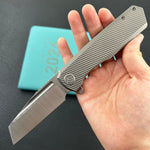 KB KNIVES KB442A Nexus Folding Knife Grey Titanium Handle 3.66'' Belt Satin M390 Blade