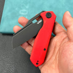 KUBEY KU328F Atlas Liner Lock Folding Knife Red G10 Handle 3.31" Blackwash 14C28N