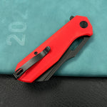 KUBEY KU328F Atlas Liner Lock Folding Knife Red G10 Handle 3.31" Blackwash 14C28N