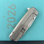 KB KNIVES KB442A Nexus Folding Knife Grey Titanium Handle 3.66'' Belt Satin M390 Blade