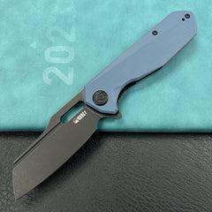 KUBEY KU328K Atlas Liner Lock Folding Knife Denium Blue G10 Handle 3.31" Blackwash 14C28N