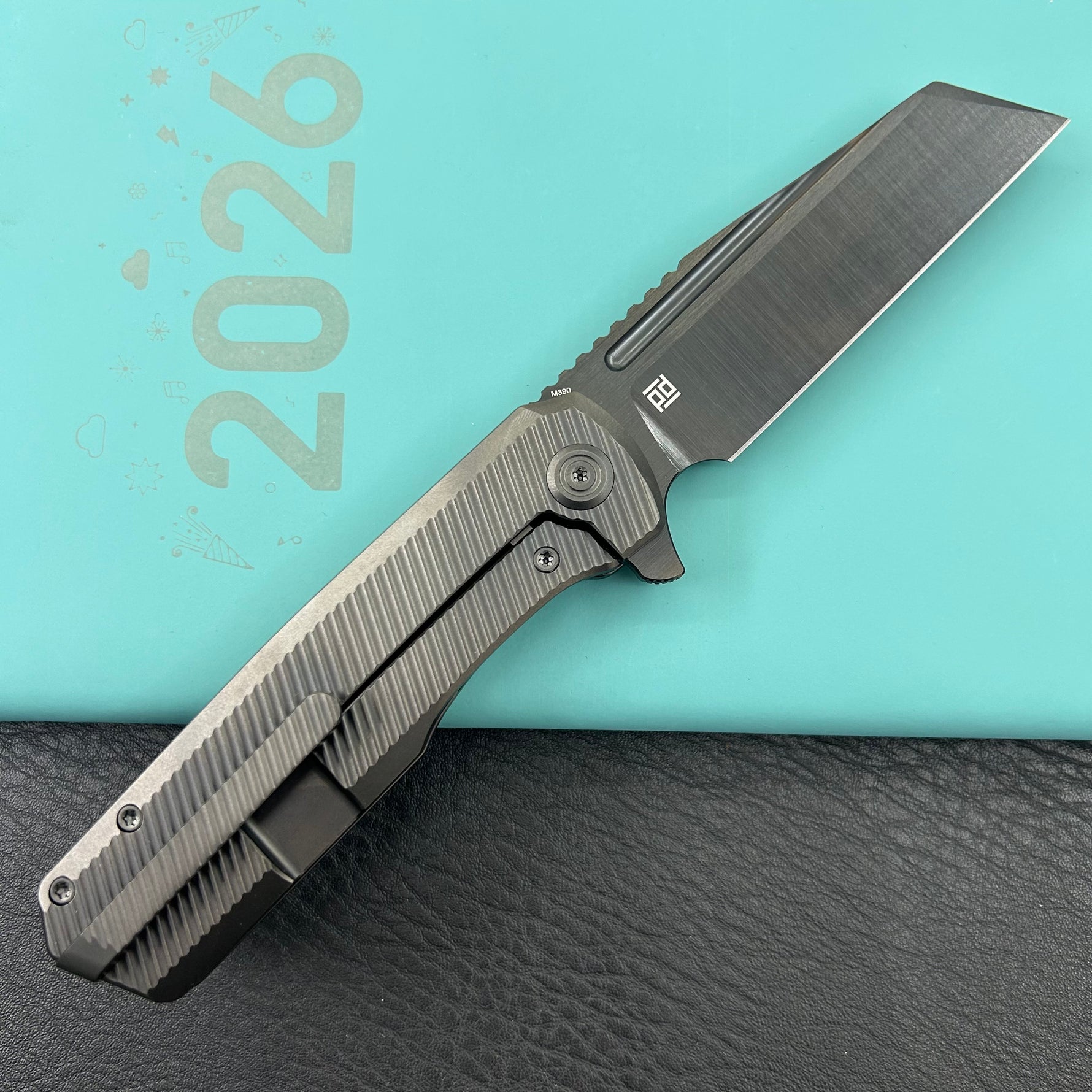 KB KNIVES KB442C Nexus Folding Knife DLC Titanium Handle 3.66''DLC Belt Satin M390 Blade