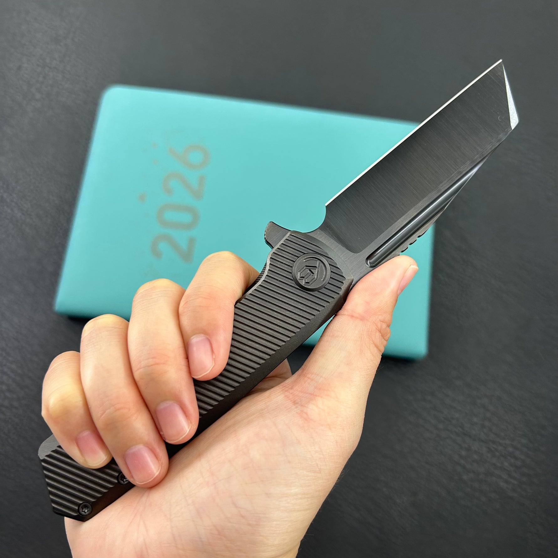 KB KNIVES KB442C Nexus Folding Knife DLC Titanium Handle 3.66''DLC Belt Satin M390 Blade
