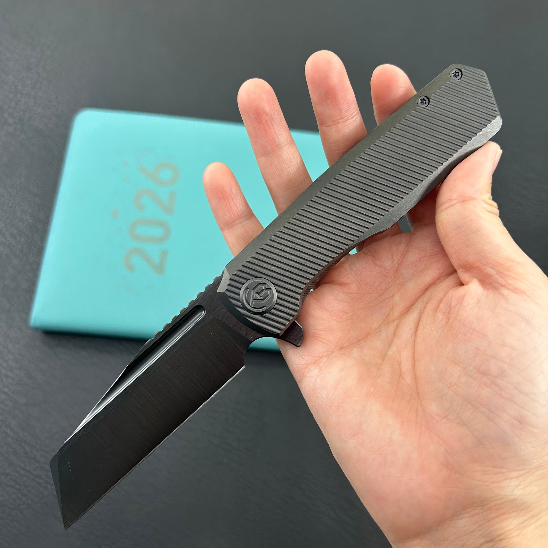 KB KNIVES KB442C Nexus Folding Knife DLC Titanium Handle 3.66''DLC Belt Satin M390 Blade
