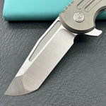 KB KNIVES KB476A Husky Tactical Flipper Folding Knife Grey Titanium Handle 3.70'' Belt Satin 20CV Blade
