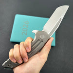 KB KNIVES KB476A Husky Tactical Flipper Folding Knife Grey Titanium Handle 3.70'' Belt Satin 20CV Blade