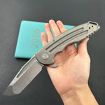 KB KNIVES KB476A Husky Tactical Flipper Folding Knife Grey Titanium Handle 3.70'' Belt Satin 20CV Blade