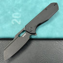 KUBEY KU328G Atlas Liner Lock Folding Knife Black G10 Handle 3.31" Blackwash 14C28N