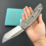KB KNIVES KB476A Husky Tactical Flipper Folding Knife Grey Titanium Handle 3.70'' Belt Satin 20CV Blade