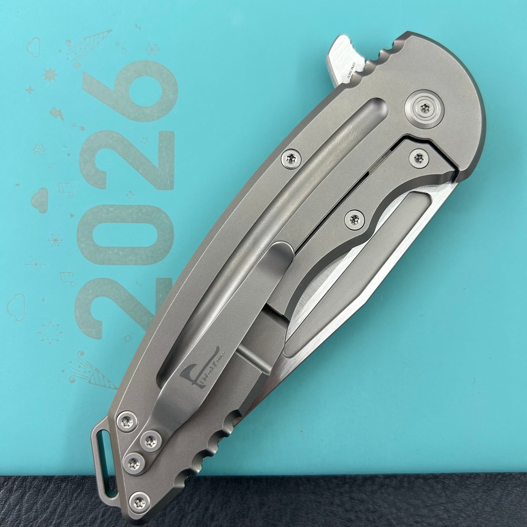 KB KNIVES KB476A Husky Tactical Flipper Folding Knife Grey Titanium Handle 3.70'' Belt Satin 20CV Blade