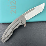 KB KNIVES KB476B Husky Tactical Flipper Folding Knife Darkwash Titanium Handle 3.70'' Belt Satin 20CV Blade