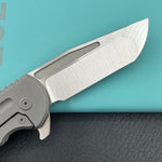 KB KNIVES KB476B Husky Tactical Flipper Folding Knife Darkwash Titanium Handle 3.70'' Belt Satin 20CV Blade