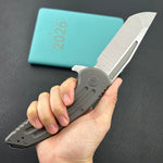 KB KNIVES KB476B Husky Tactical Flipper Folding Knife Darkwash Titanium Handle 3.70'' Belt Satin 20CV Blade